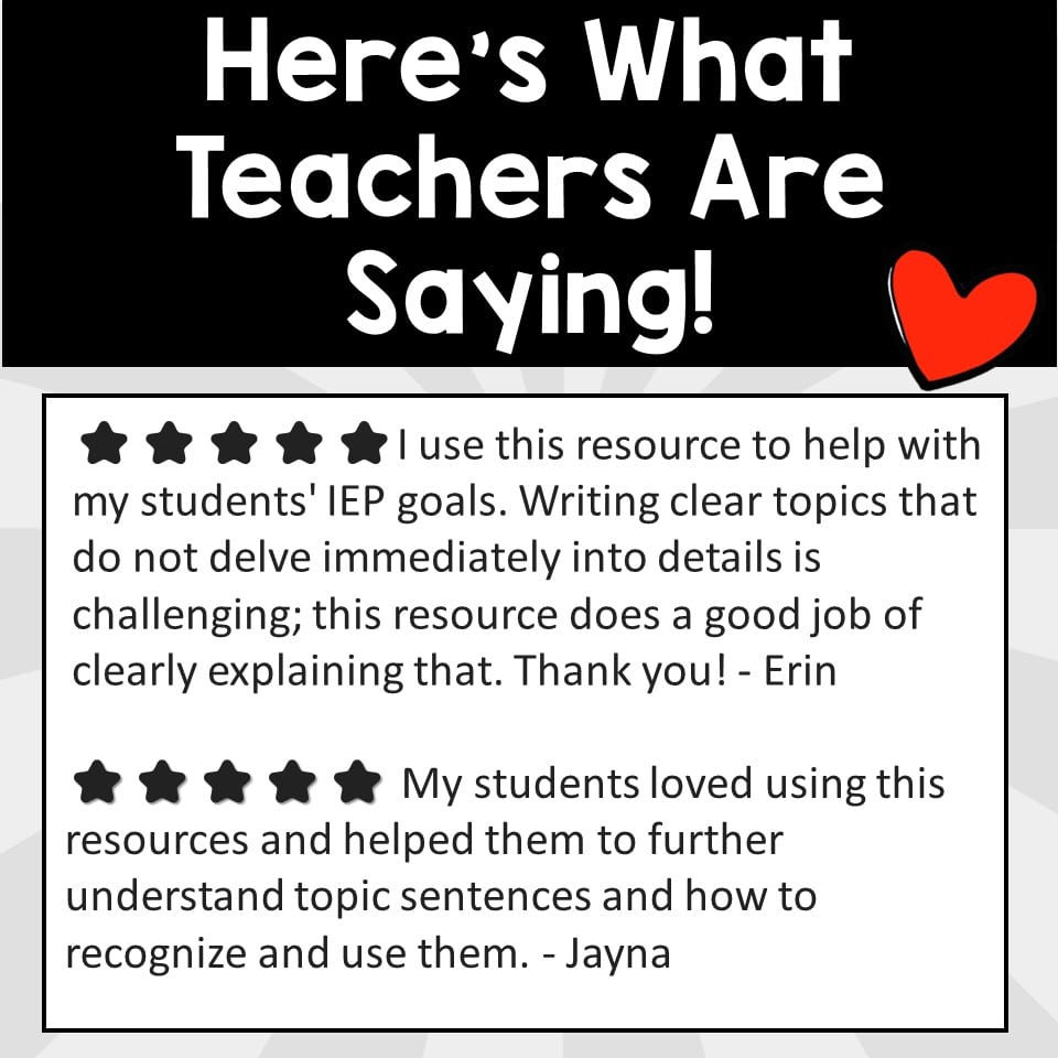 Topic Sentence Unit Teaching Students to Write Great Topic Sentences