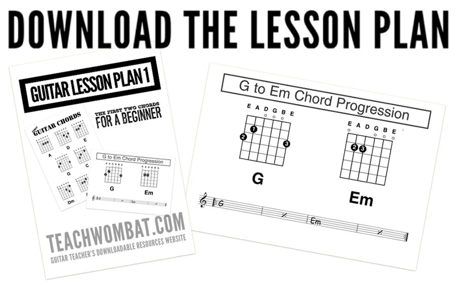 A series of lessons showing how to teach a beginner to play guitar