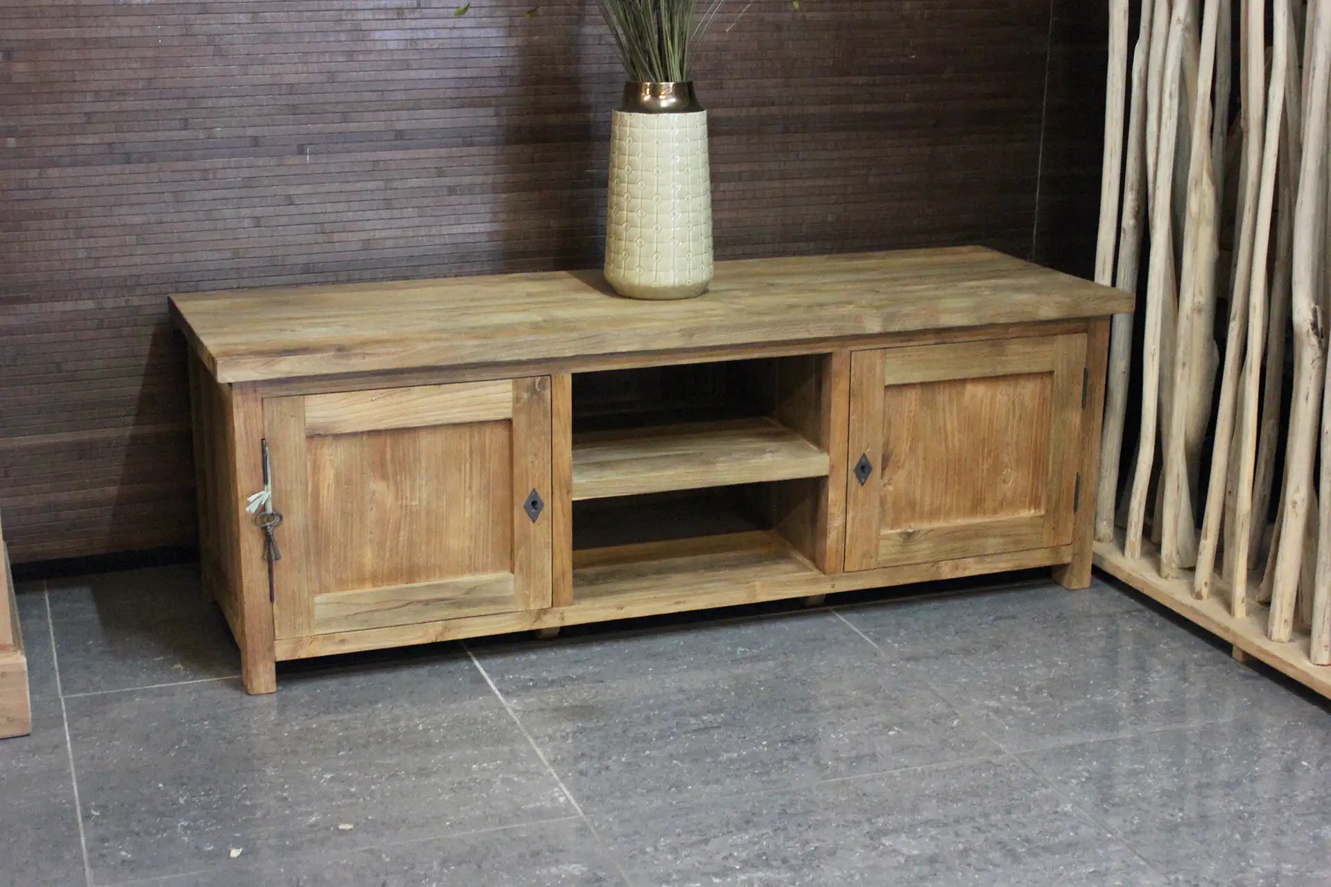 Teak Tanah TV145165 Old teak Tv meubel landelijke stijl