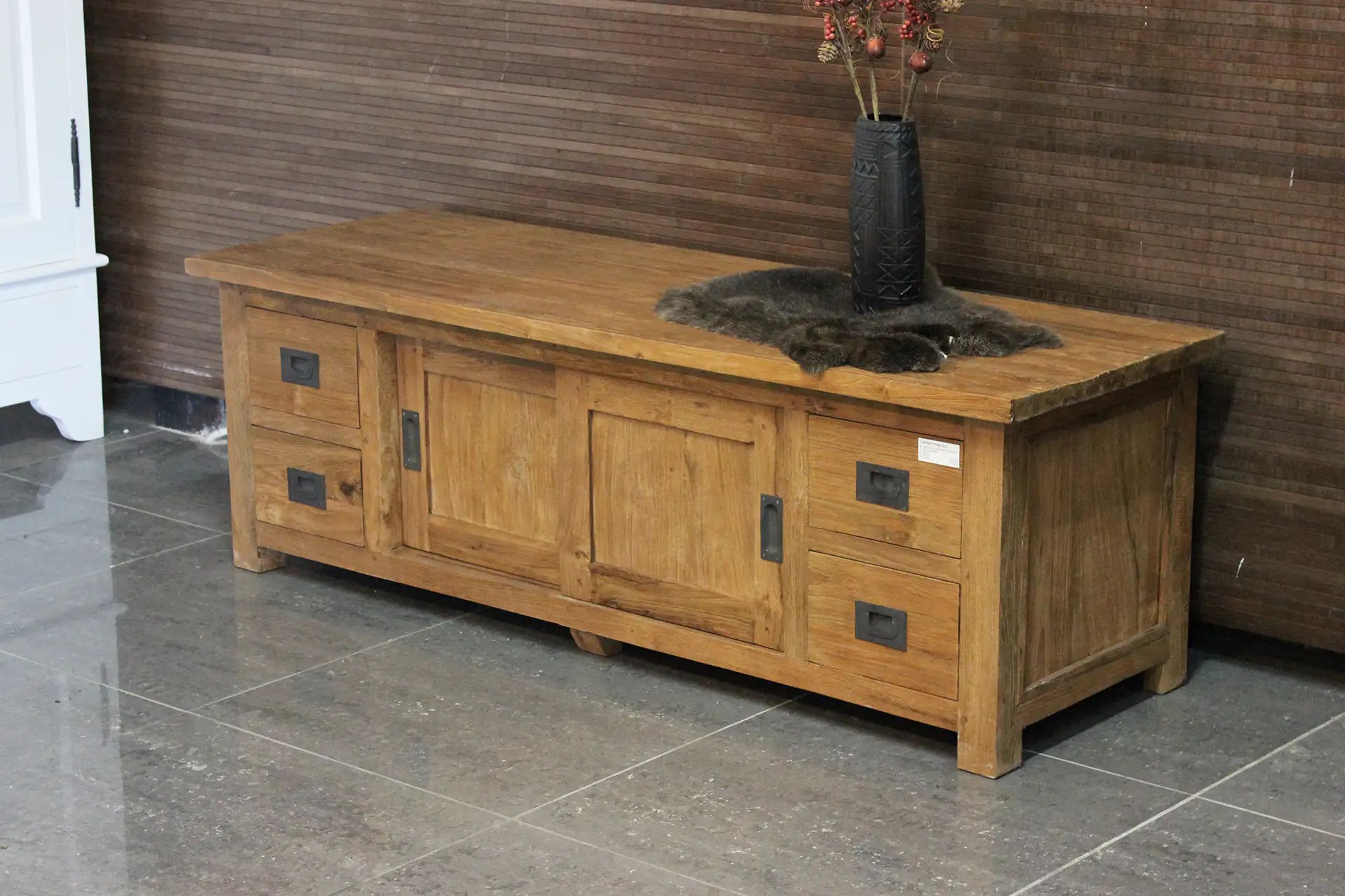 Teak Tegang TV150 Old houten landelijk Tv meubel, lades