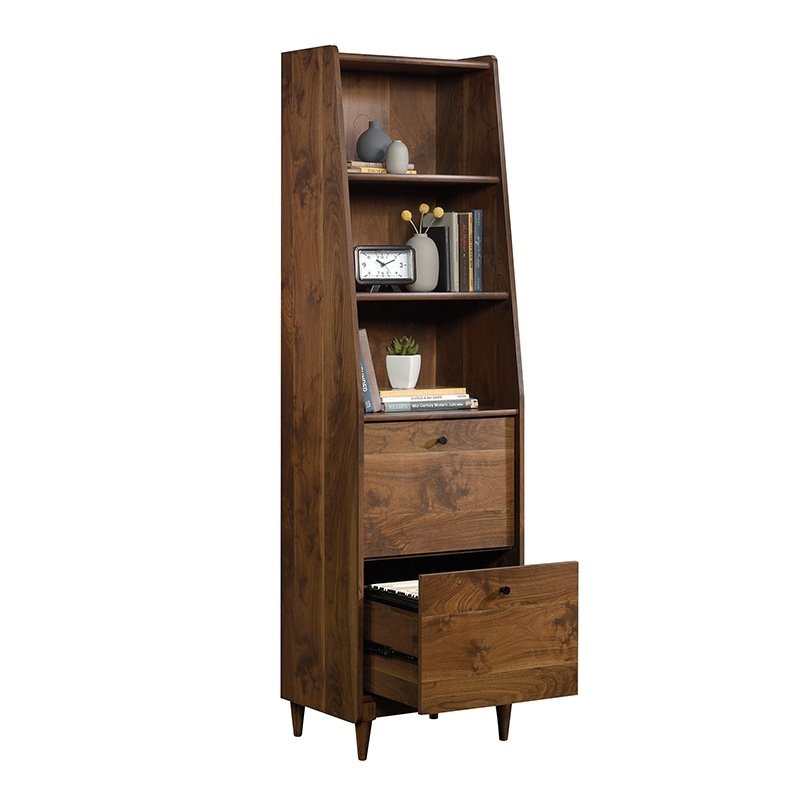 Buy 3 Shelf Narrow Bookcase with 2 Drawers, Vintage Walnut