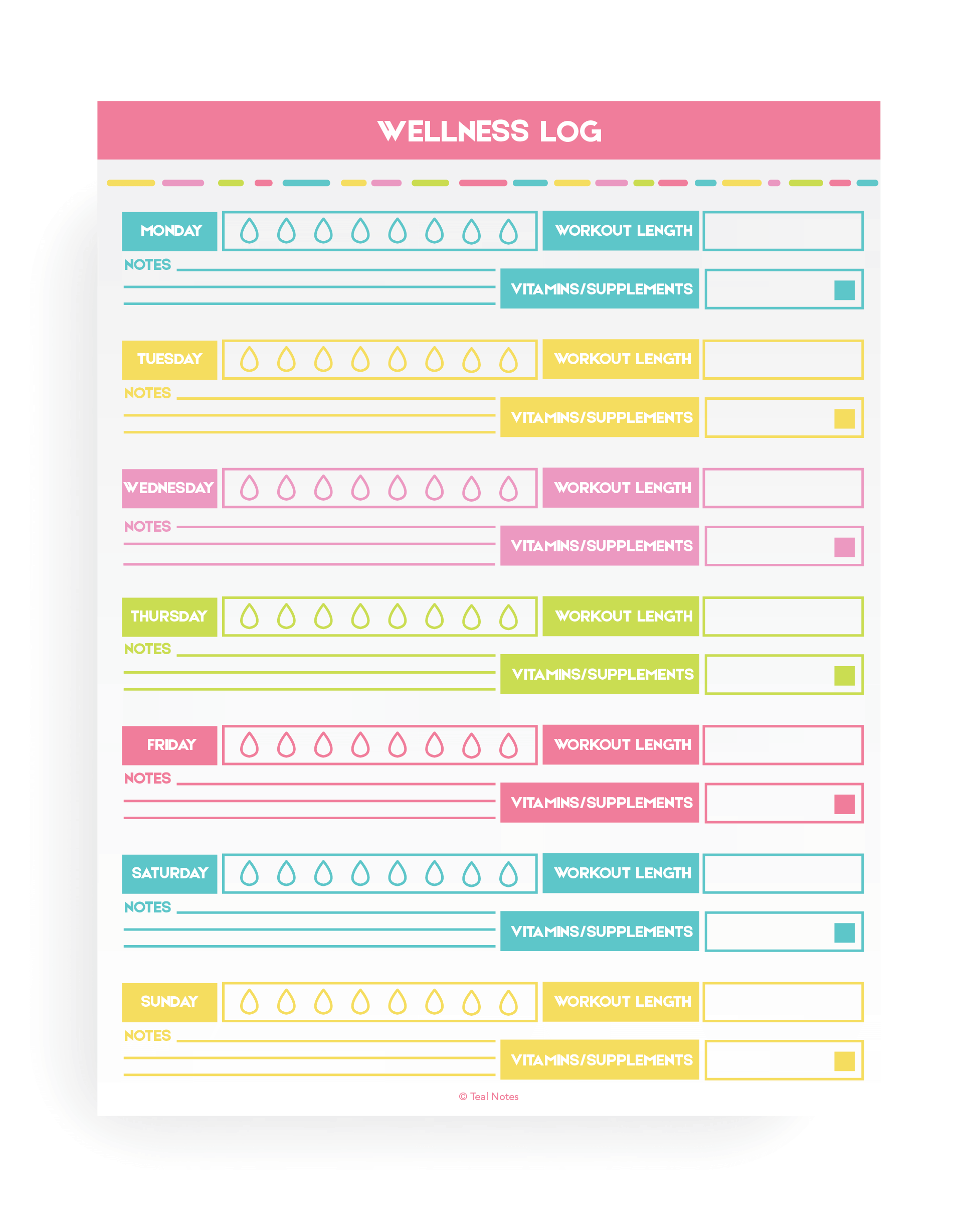 printable wellness log