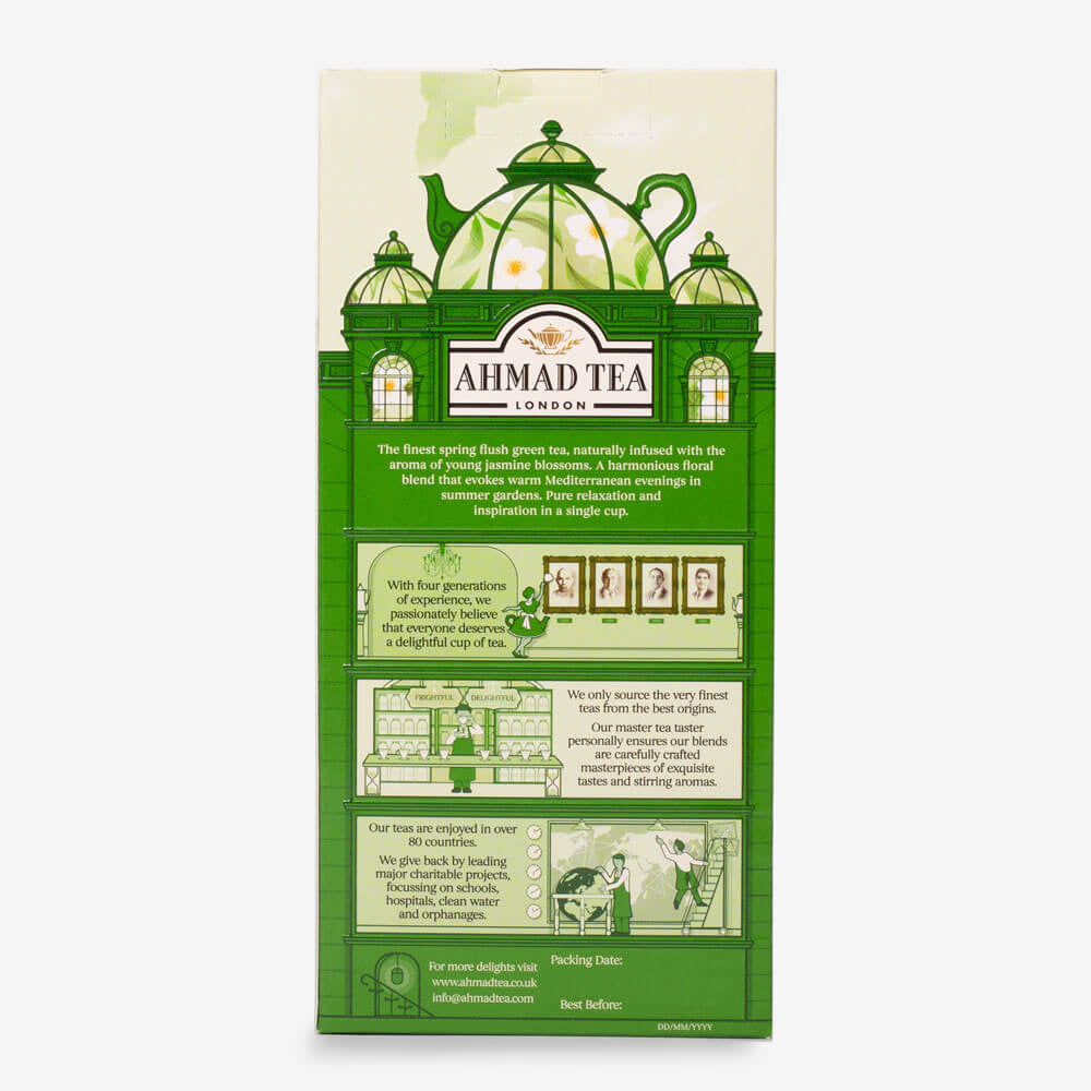 Midnight Jasmine Blossom Green Tea Pyramid Teabags Ahmad Tea London