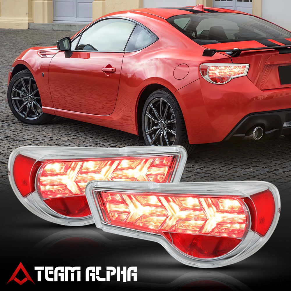 Fits 20132019 86/FRS/BRZ{SEQUENTIAL RED LED SIGNAL}Chrome/Clear Tail