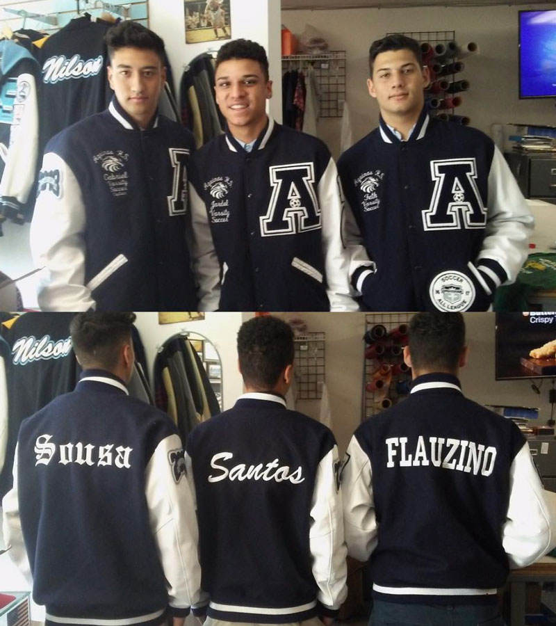 Custom Letterman Jackets Blue Ribbon Ink & Thread