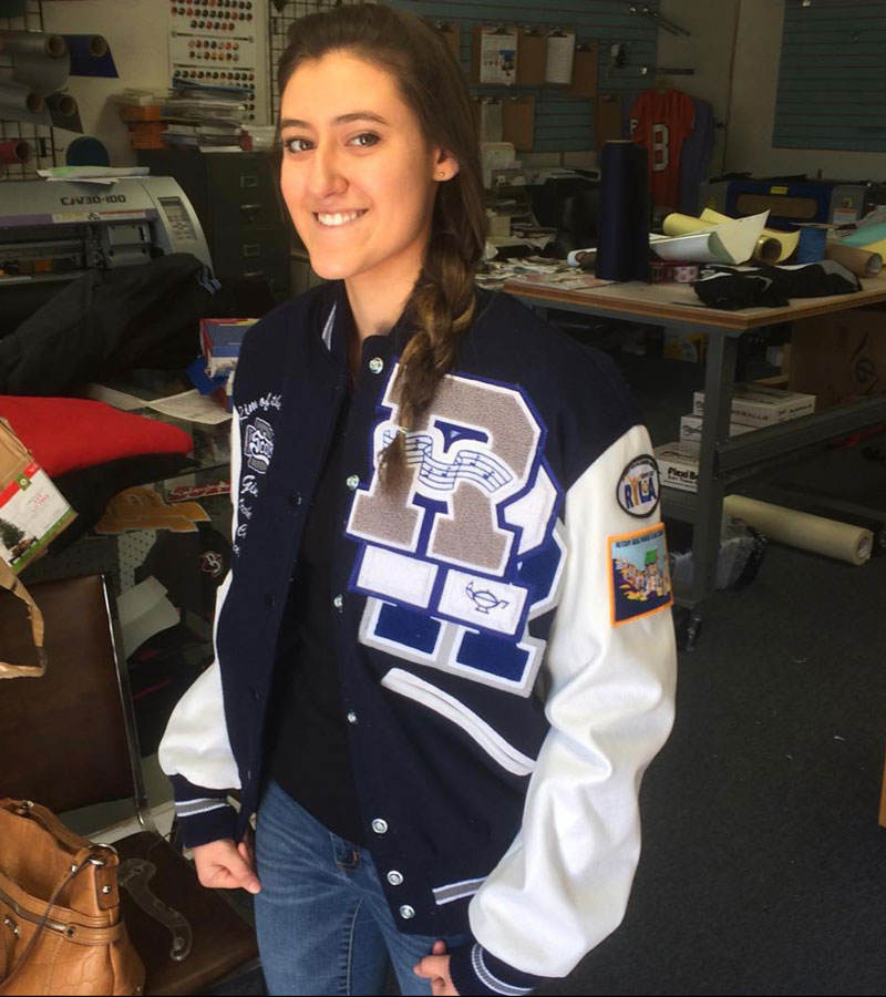 Custom Letterman Jackets Blue Ribbon Ink & Thread