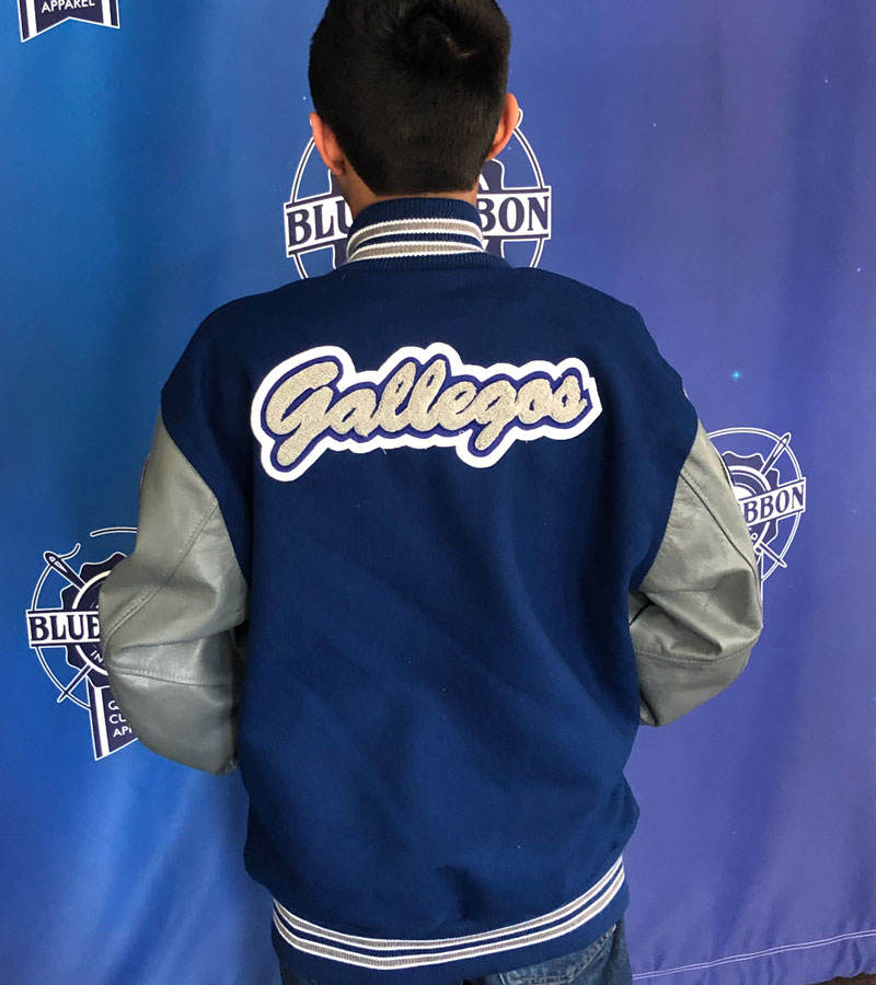 Custom Letterman Jackets Blue Ribbon Ink & Thread