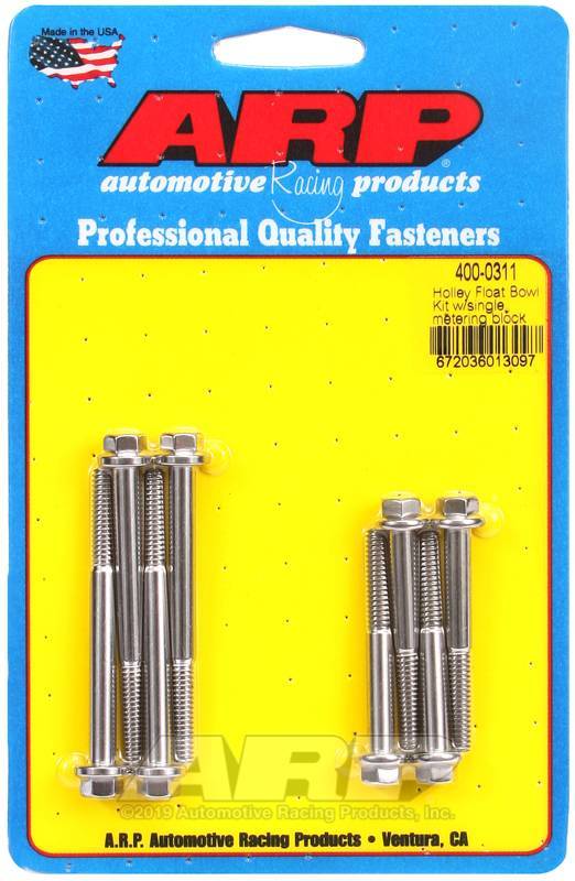 ARP Holley Float Bowl Kit W/Single Metering Block 4000311