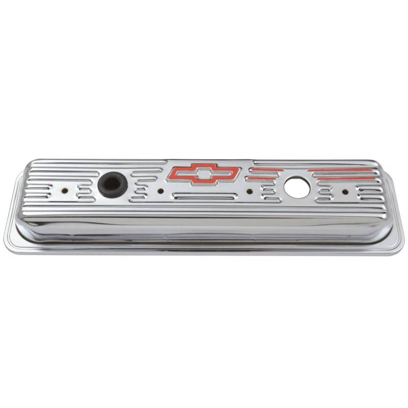 Engine Valve Covers Center Bolt Style Steel Chrome w/Bowtie Logo