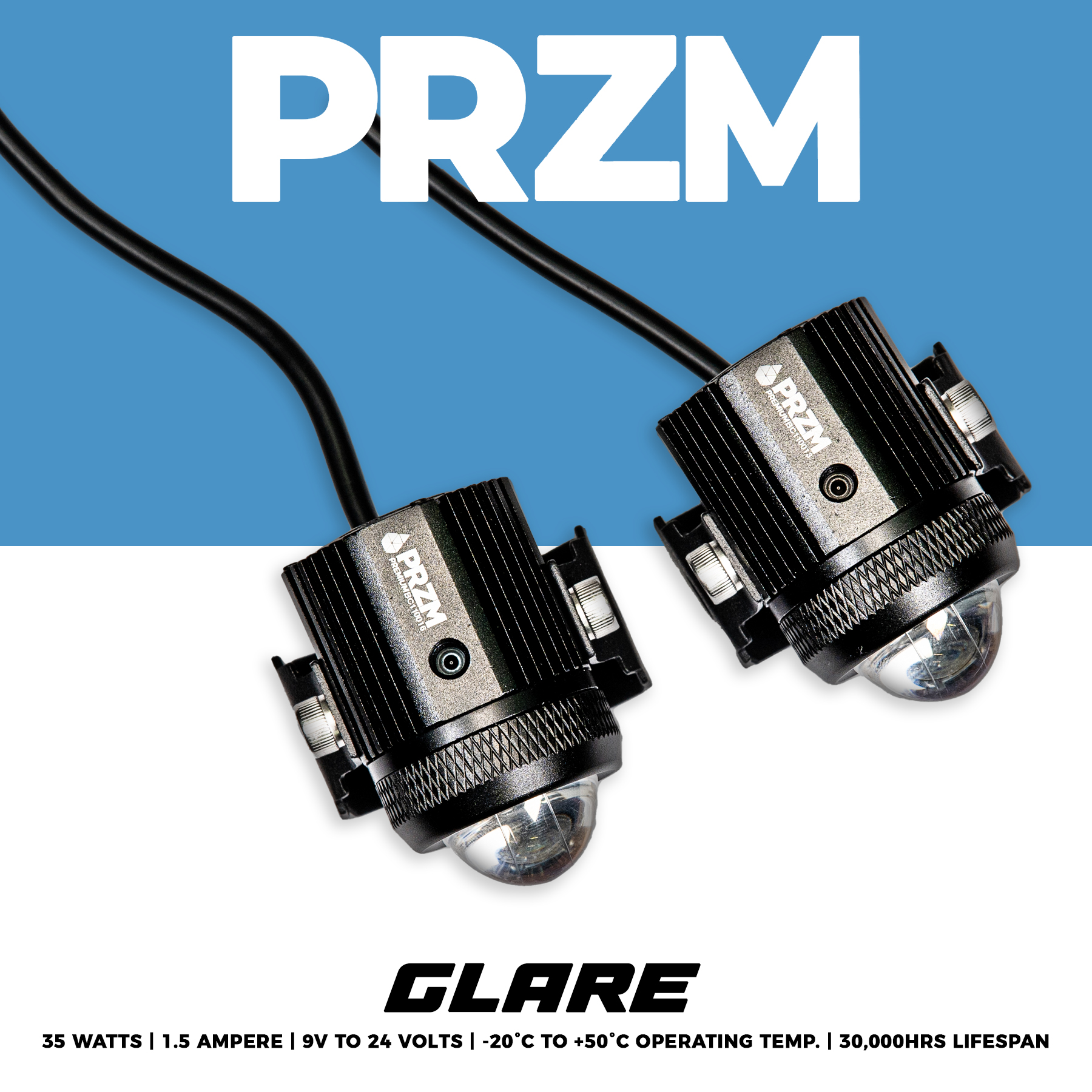 PRZM PRZM PREMIUM AUXILIARY LIGHTS “GLARE” 35watts Team Graphitee