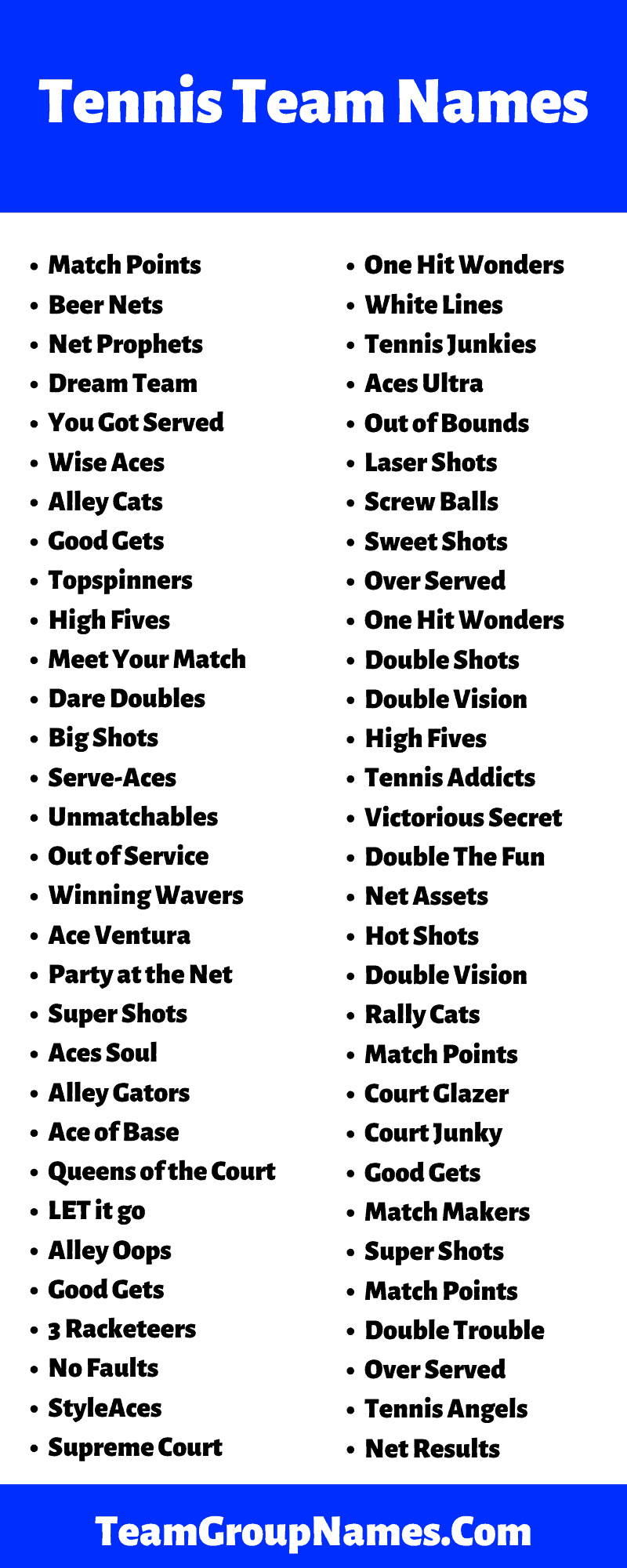 Tennis Team Names 448 Best Tennis Team Name Ideas