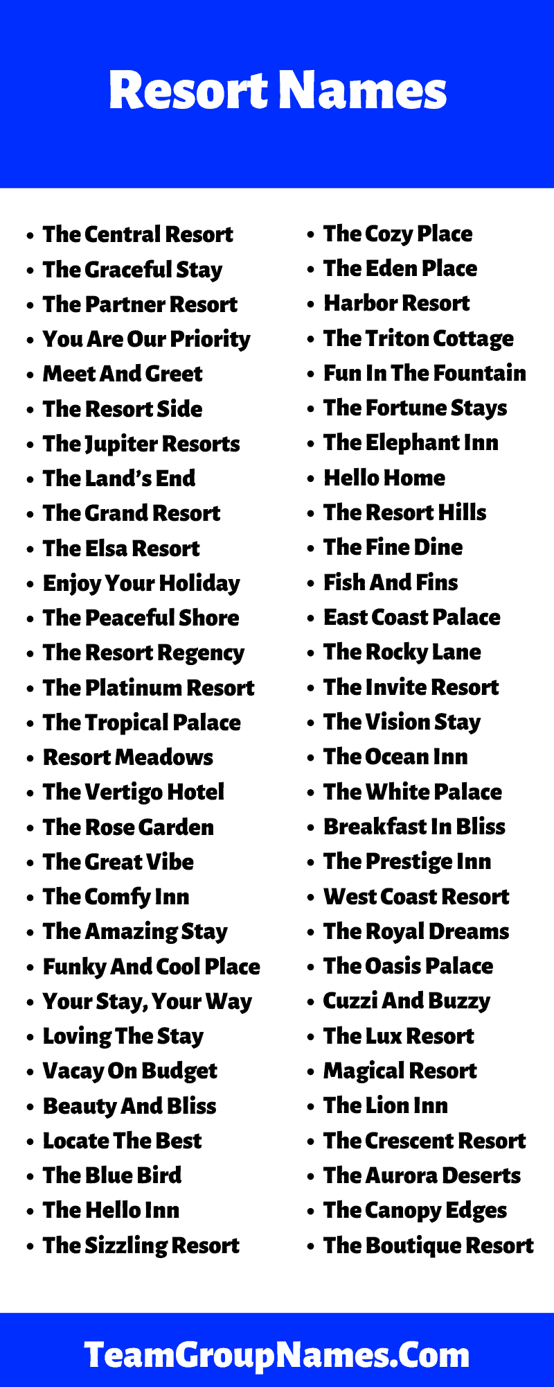 399 Amazing Resort Names Ideas And Suggestions, 44 OFF