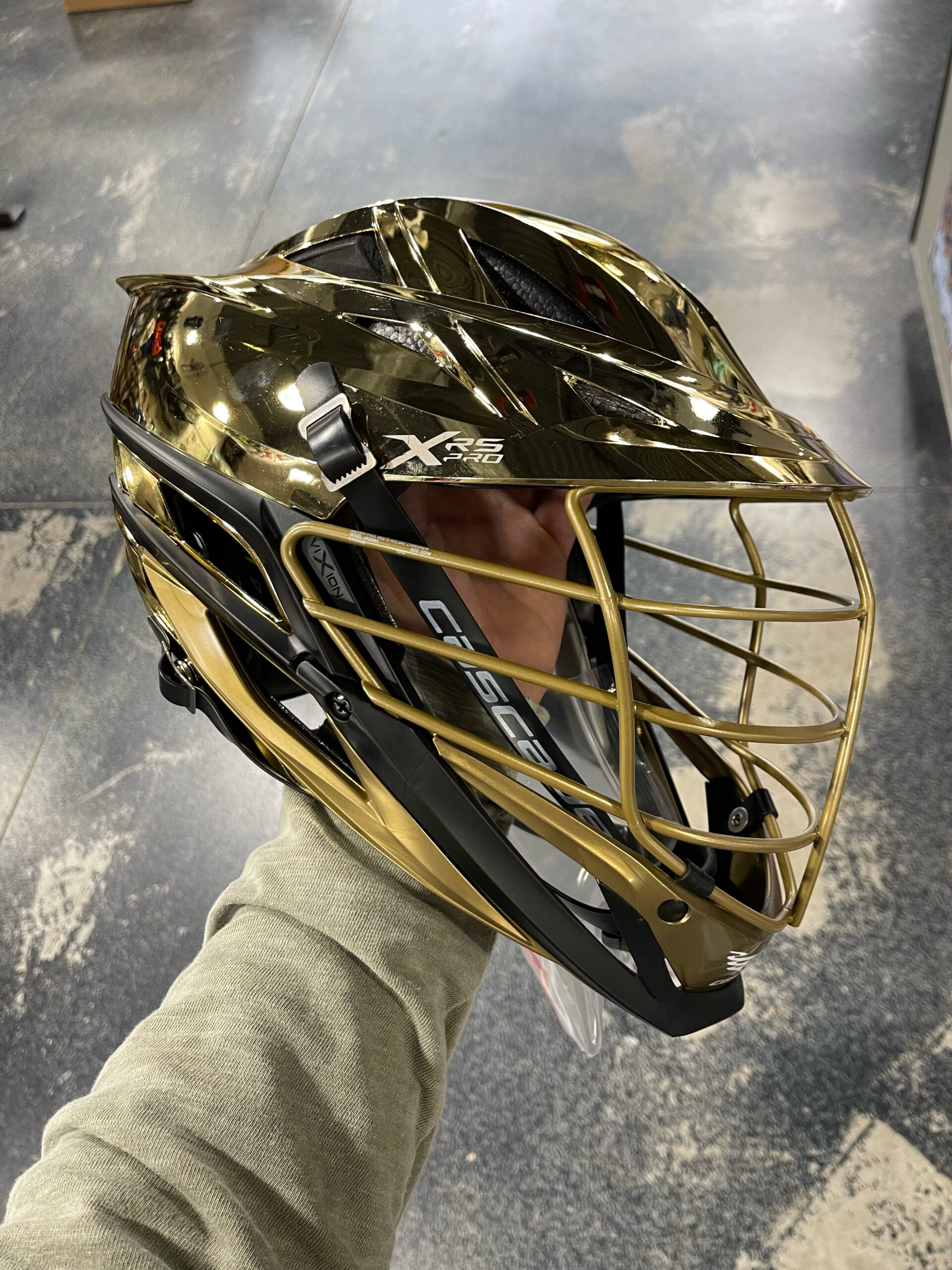 XRS PRO METALLIC GOLD CHROME HELMET TeamLAX Plus