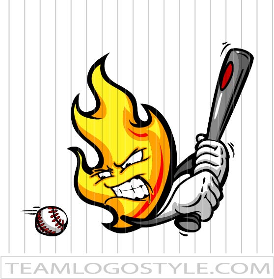 Flame Baseball Cartoon Fire Vector Format AI JPG EPS PNG