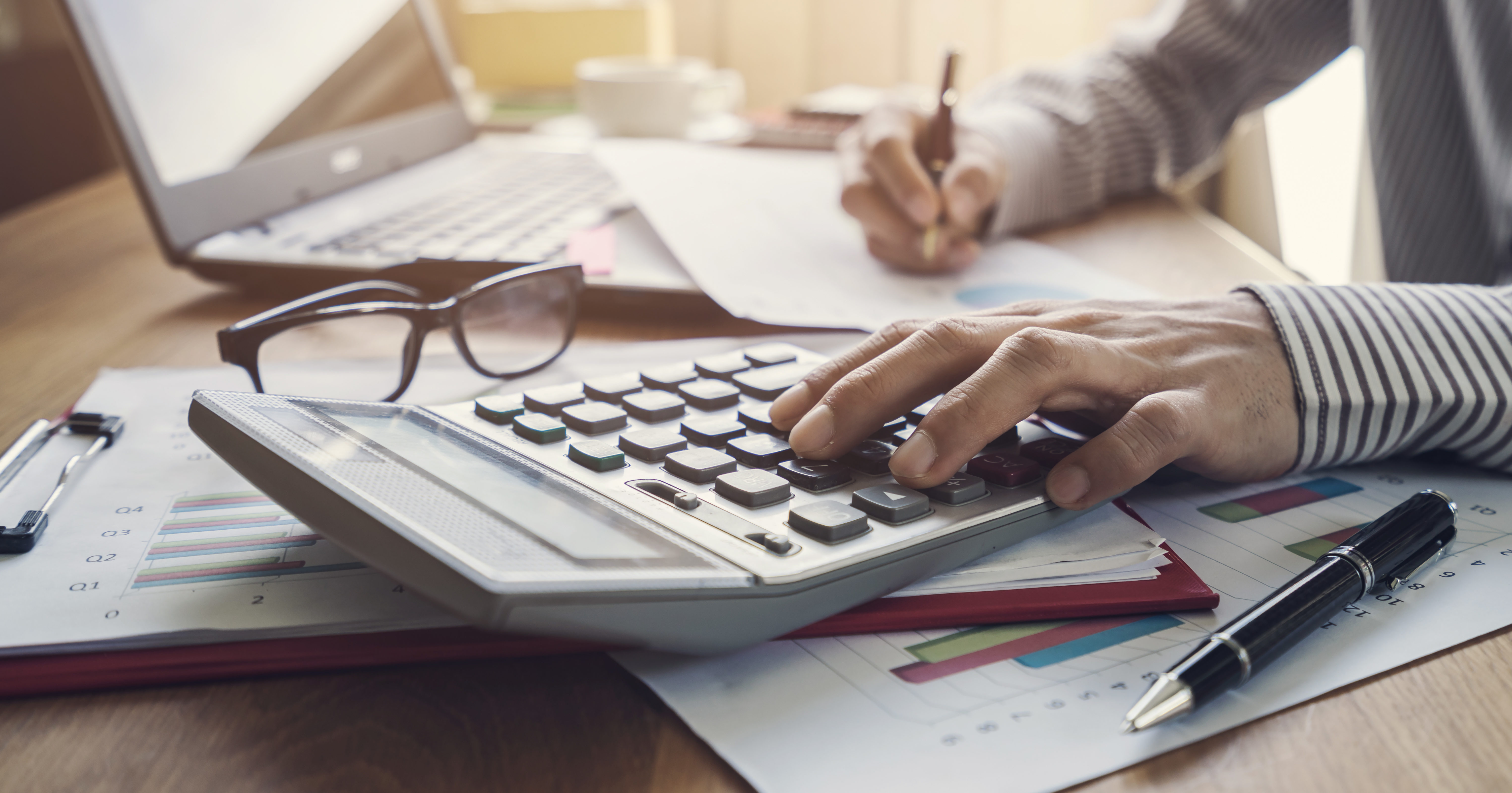 Businessman working on Desk office business financial accounting