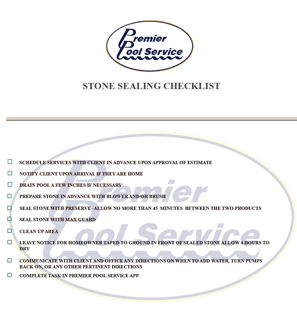 Stone Sealing Checklist Premier Pool Service