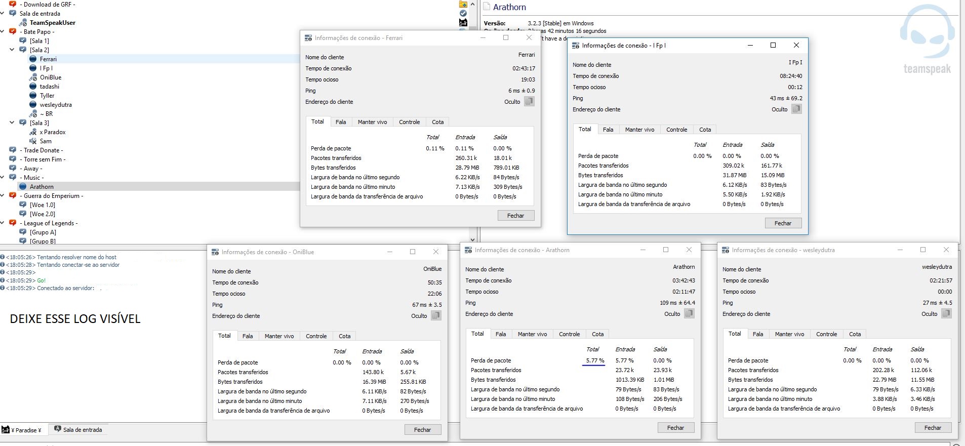 Teste Perda de Pacote Base de Conhecimento TEAMSPEAKBRASIL