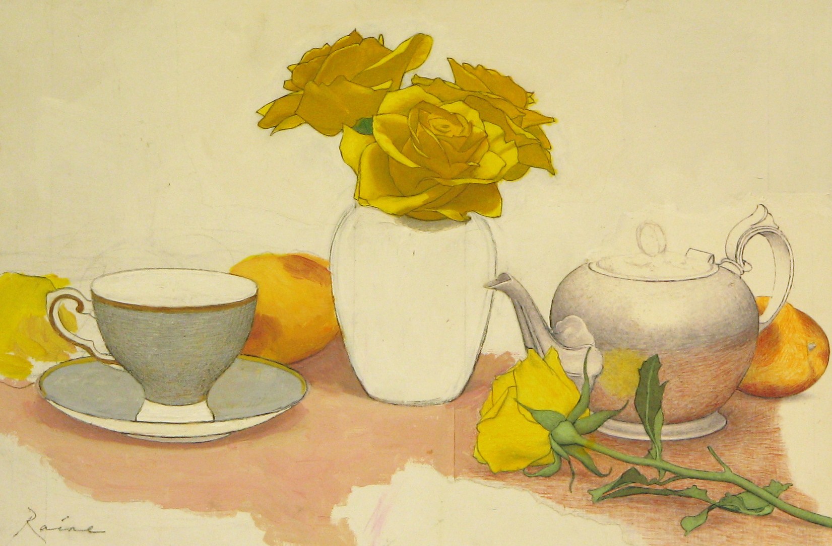 Peaches and Roses Teapot paintings by John Paul Raine