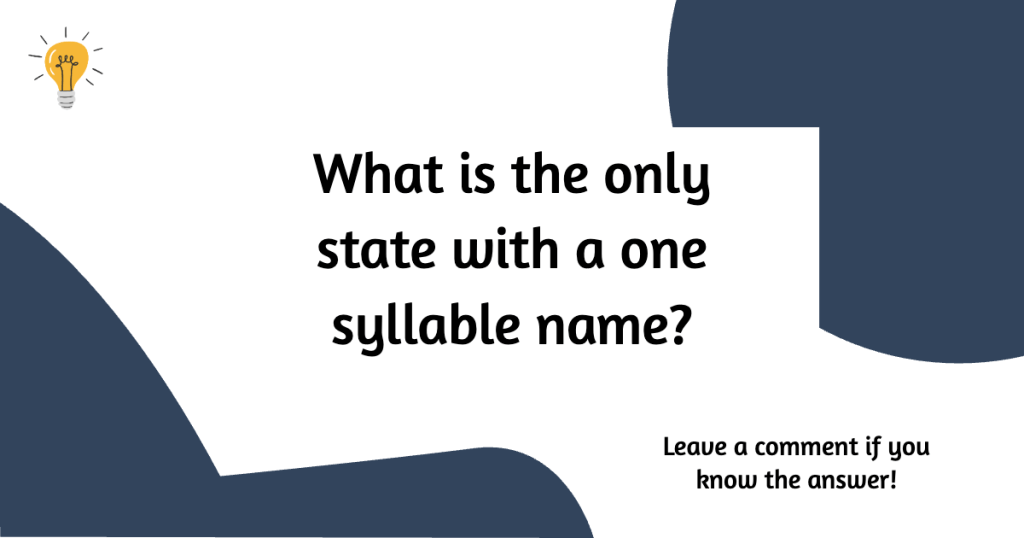 State with One Syllable Name - Geography - Tease Your Brain