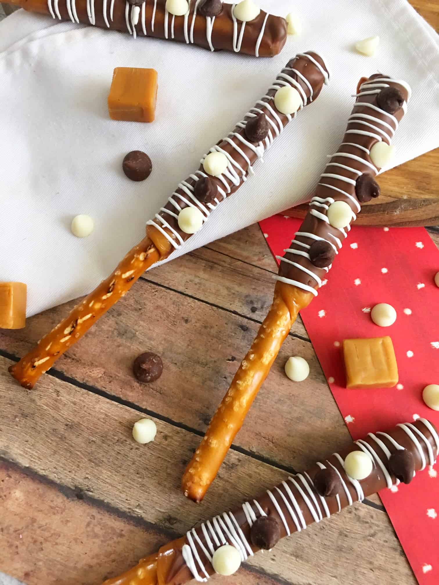 Hand Dipped Caramel Chocolate Covered Pretzel Rods Teaspoon Of Goodness
