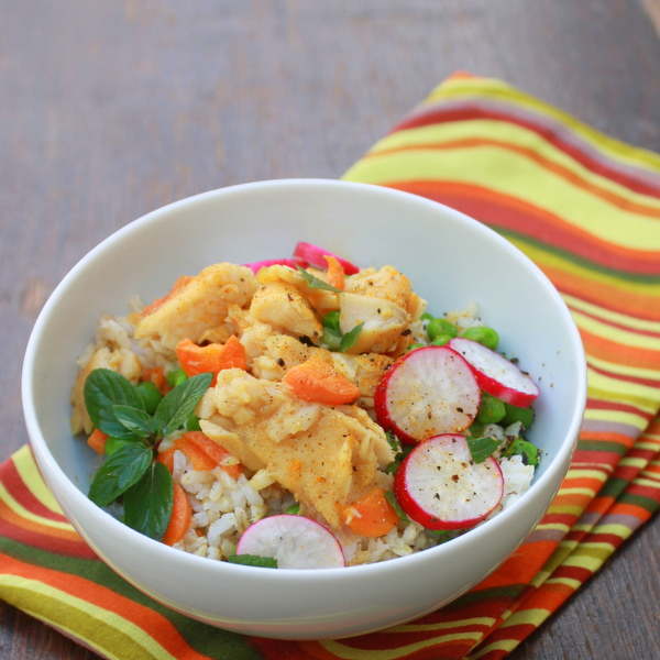 Tilapia Curry Brown Rice Bowl