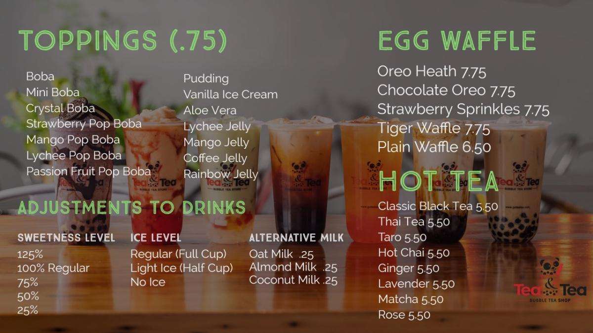 Menu Tea & Tea Boba Shop