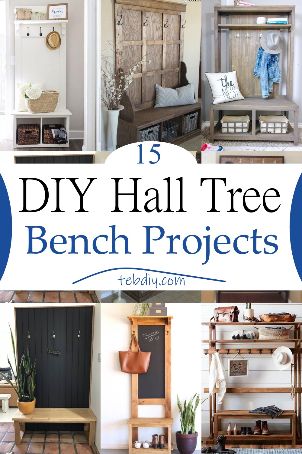 15 DIY Hall Tree Bench Plans For Storage Teb DIY