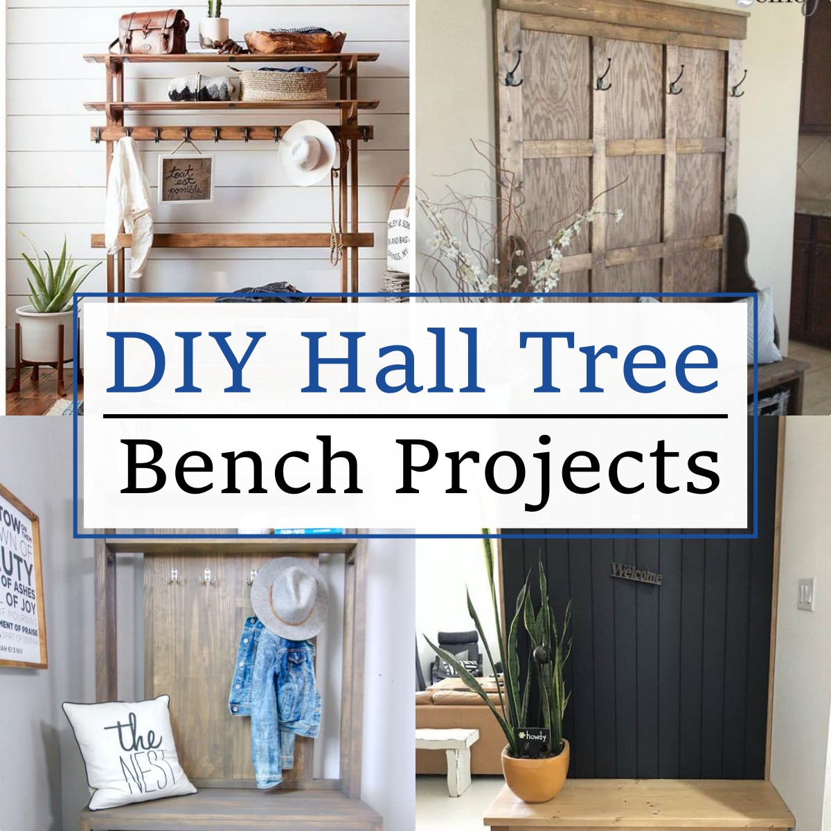 15 DIY Hall Tree Bench Plans For Storage Teb DIY