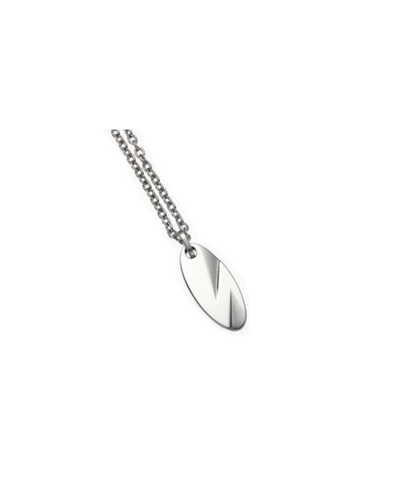 Pure titanium necklace for men plate 5 (oval / mirror) [TITANISUM / Ti5m]