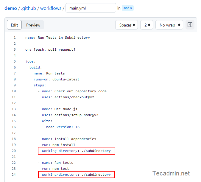 Running GitHub Actions within Subdirectories TecAdmin