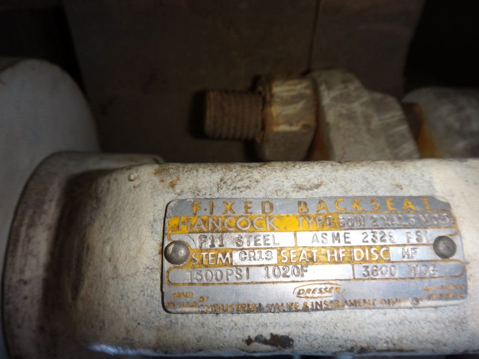 Fisher / Hancock 2" 1500 PSI Steel, Fixed Backseat Valves