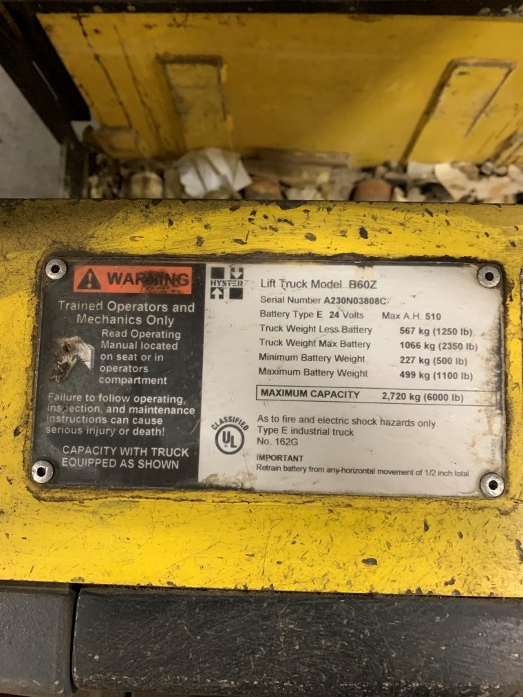 2005 Hyster B60Z Electric Pallet Jack, 24V, Transamerican Equipment Company