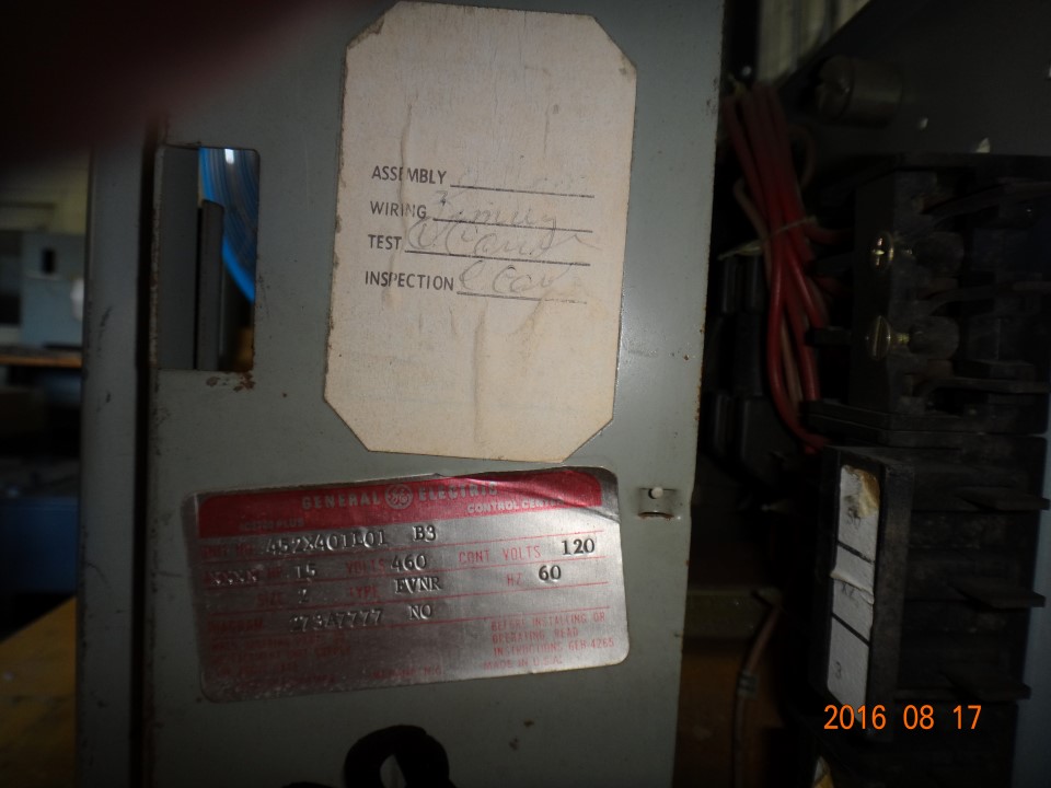 General Electric Motor Control Center Buckets IC2700 size 2