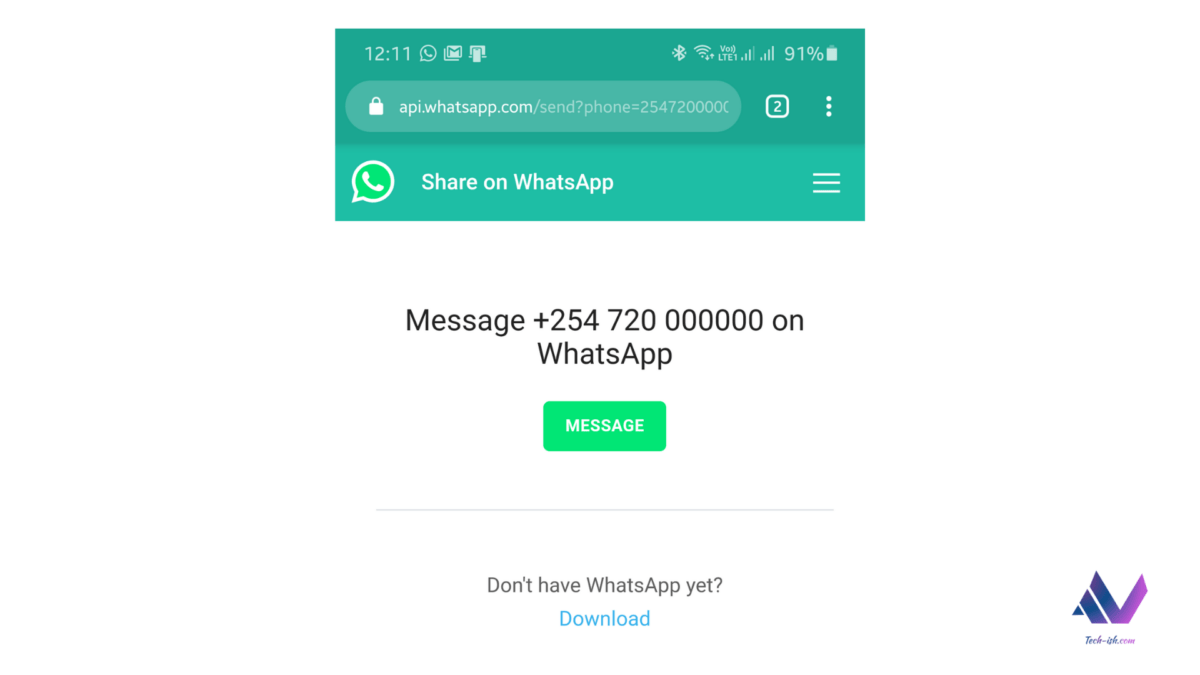 How to send a WhatsApp Message Without Saving a Number