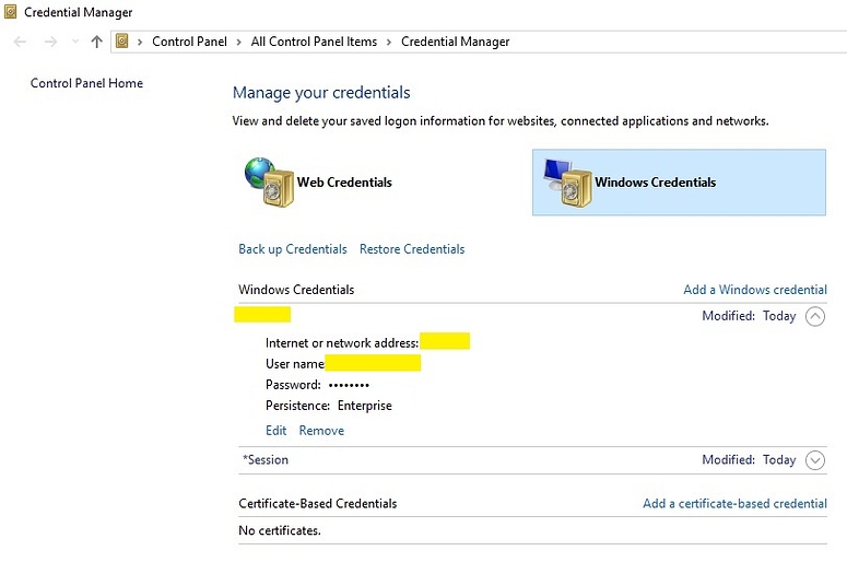 What is the secure way to store credential in credential manager