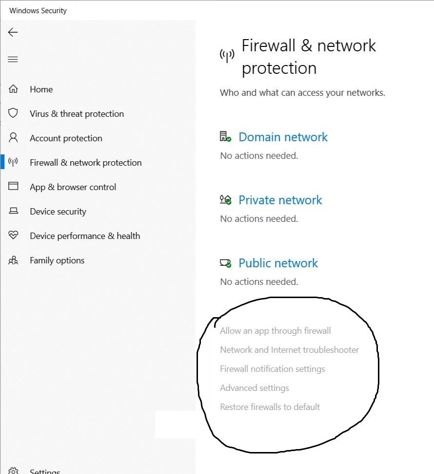 Firewall and Network Protection tab greyed out in Windows 10 Windows
