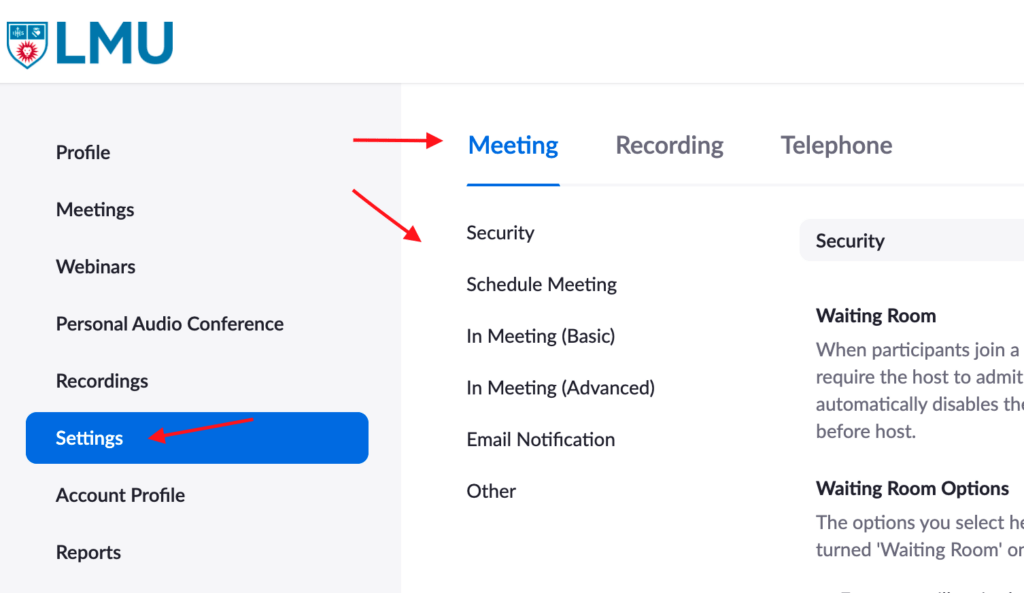 Zoom Settings for Teaching Online LLS Technology Services