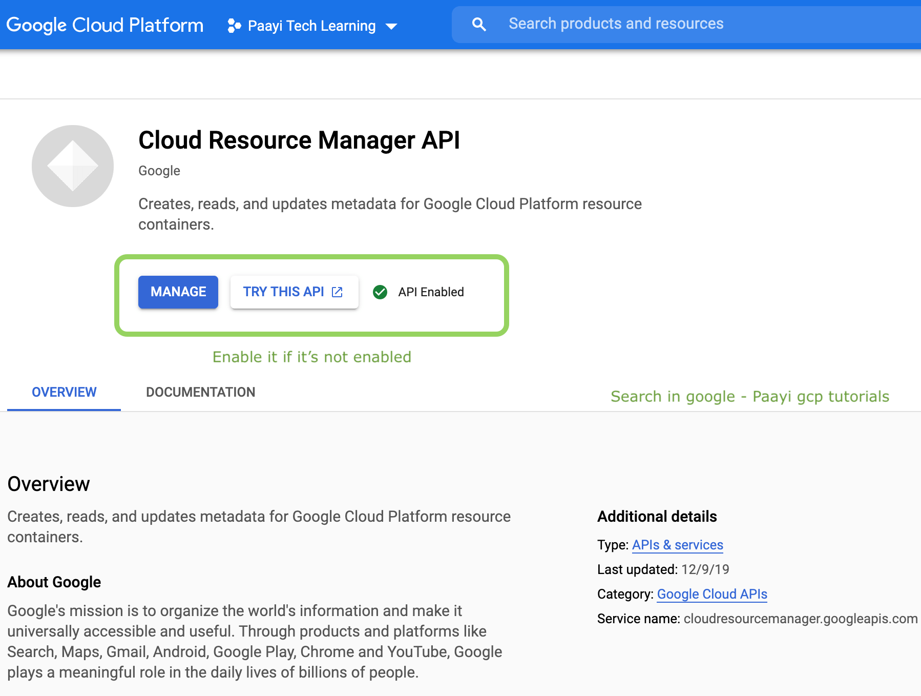 How to Enable API services in Google Cloud Console?