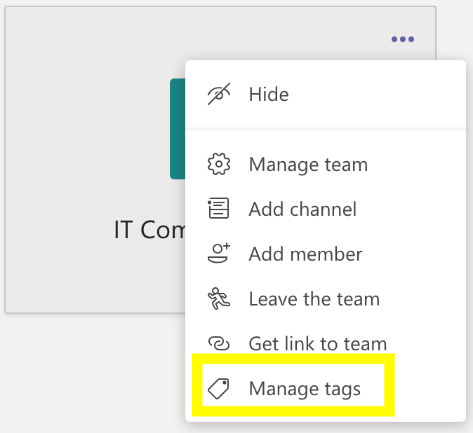 Adding Tags in Microsoft Teams University IT