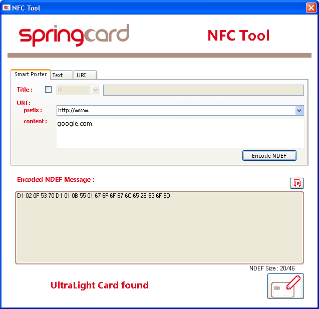 Create and read NFC tags with SpringCard NFC Tool and NFC Decoder