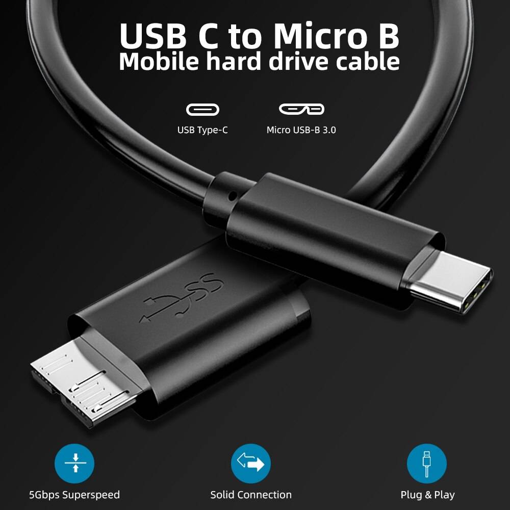 FONKEN USB Type C 3.1 To Micro B 3.0 Cable For Samsung NOTE 3 S5 2.5inch Hard Disk Cable Tablet Micro B cable PC Accessories