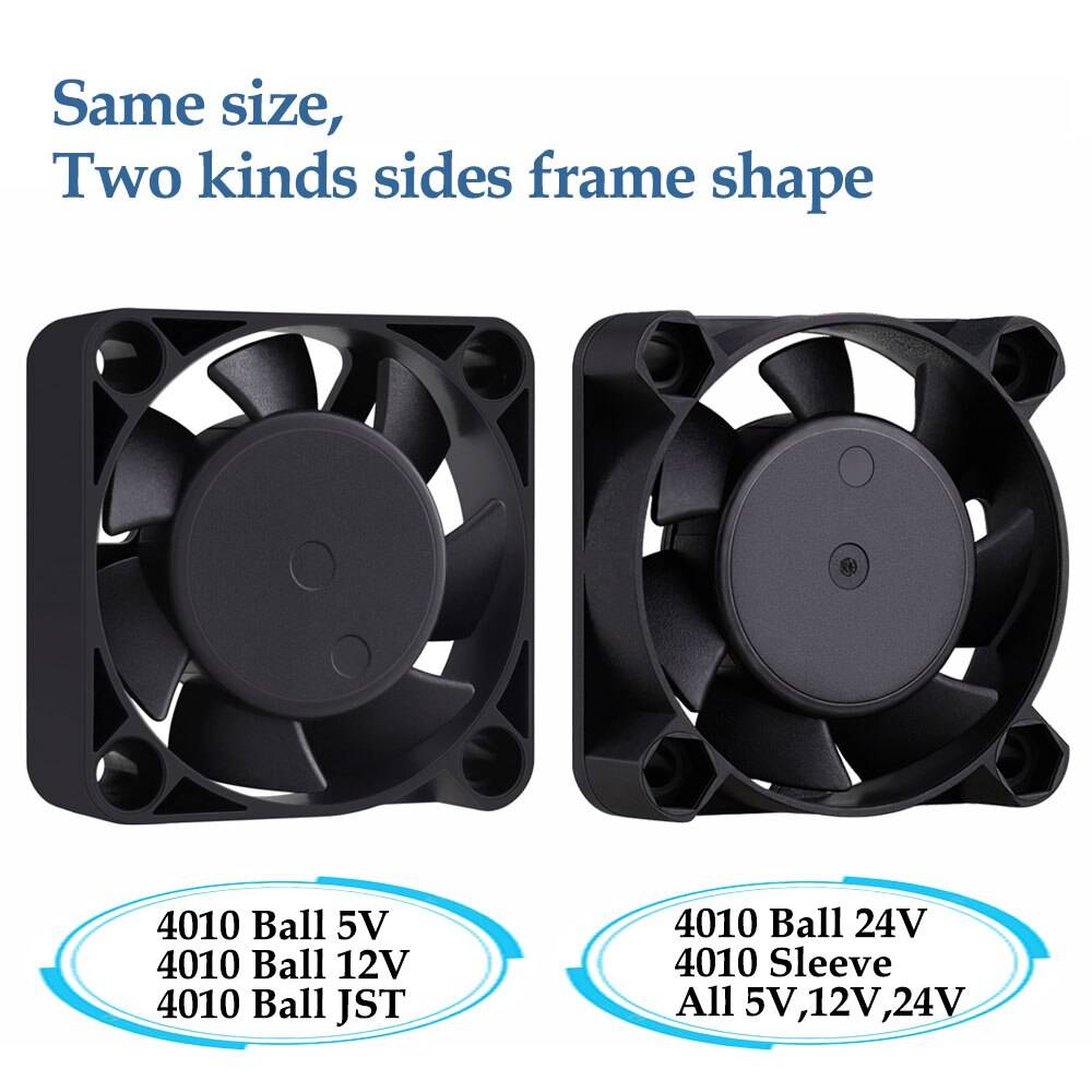 2Pcs Gdstime DC 24V 12V 5V 40mm x 40mm x 10mm 2-Pin Ball Bearing Computer PC Case Cooling Fan 4010