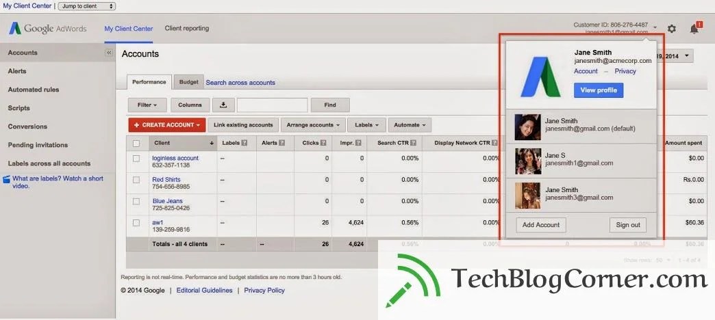 Google AdWords Login to multiple Google accounts at the same time