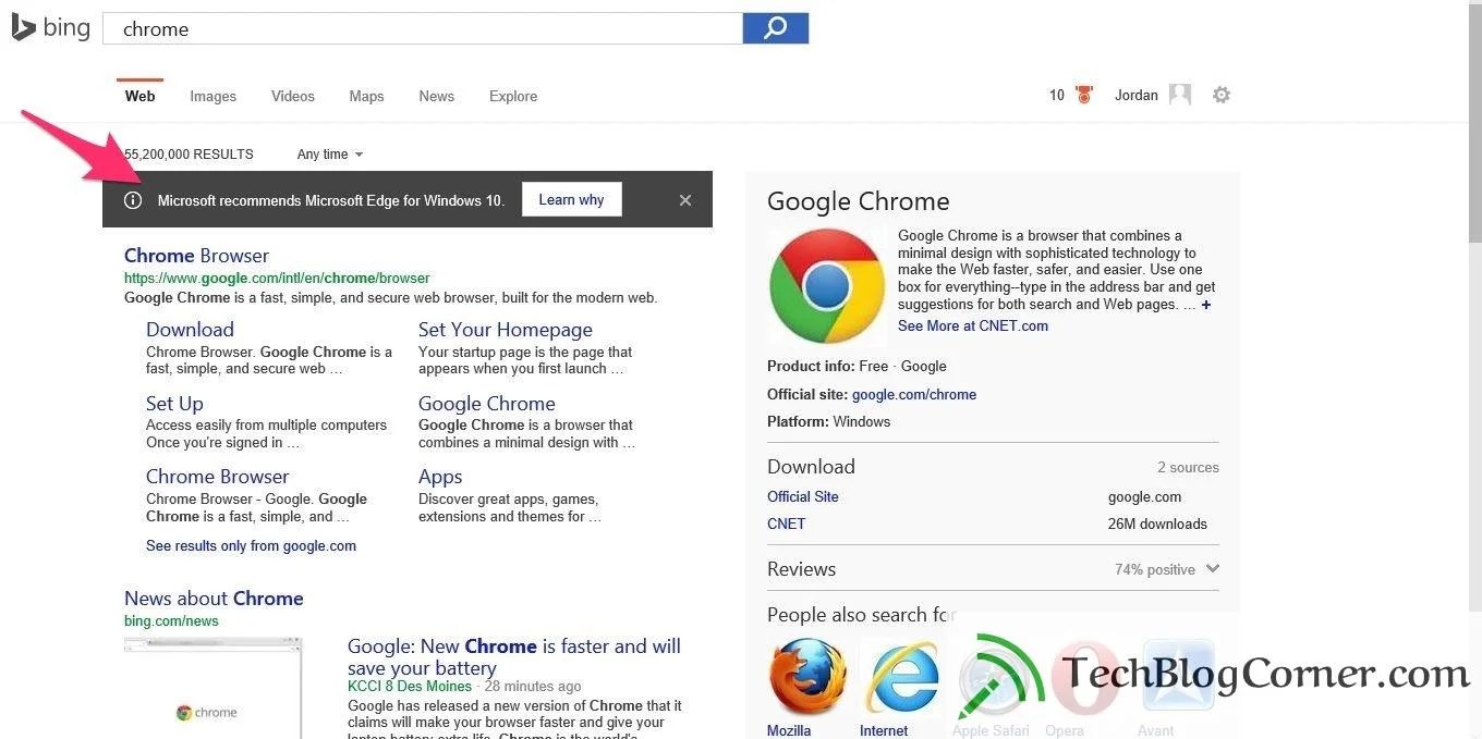 Microsoft stopping users from Bing to download Chrome, Firefox Microsoft stopping users from Bing to download Chrome, Firefox