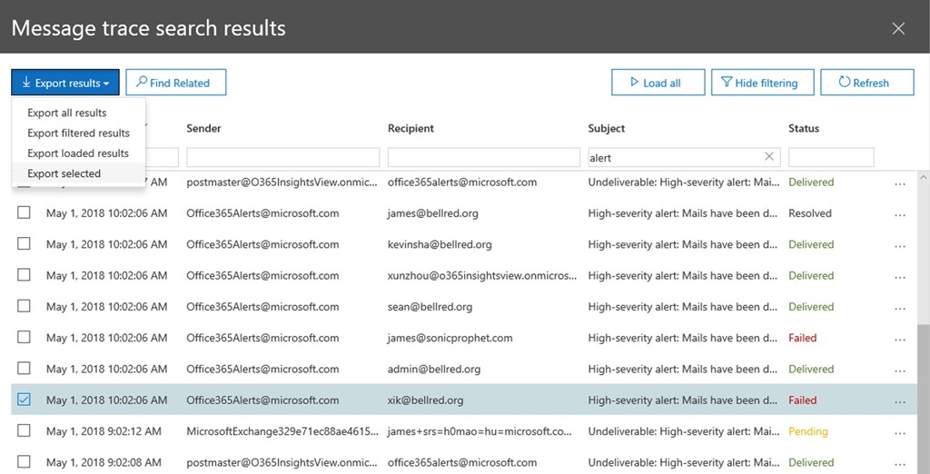 New Message Trace in Office 365 Security & Compliance Center