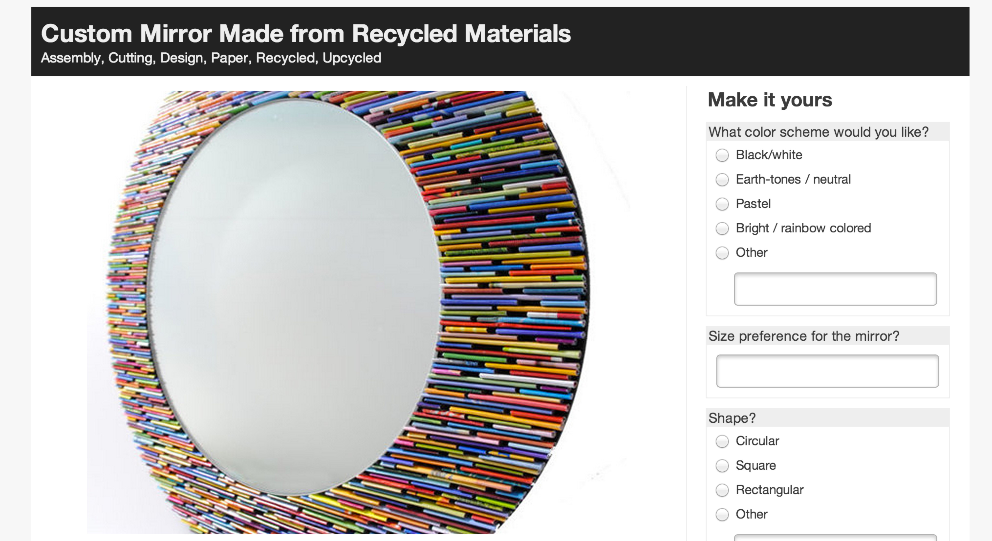 Custom Mirror Made from Recycled Materials , custom made with Makeably