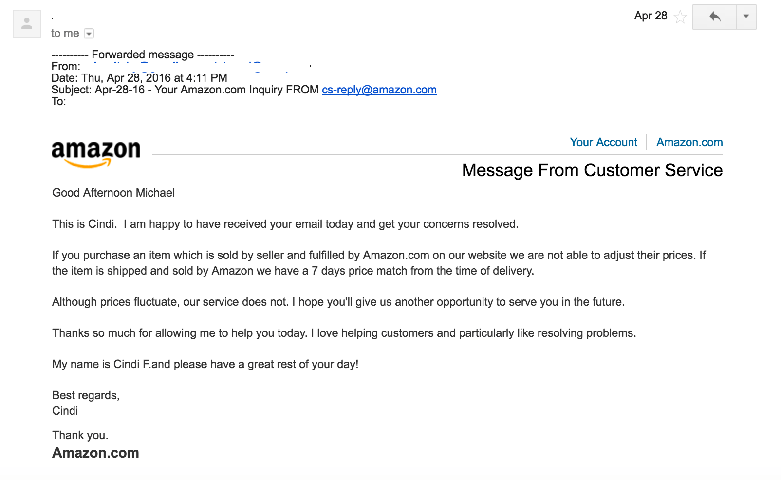 Amazon no longer offers price match refunds on anything but TVs