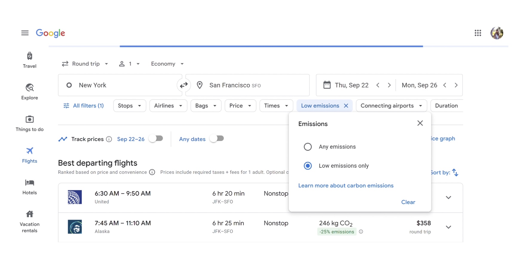 Google rolls out a new set of search tools for ecoconscious travelers