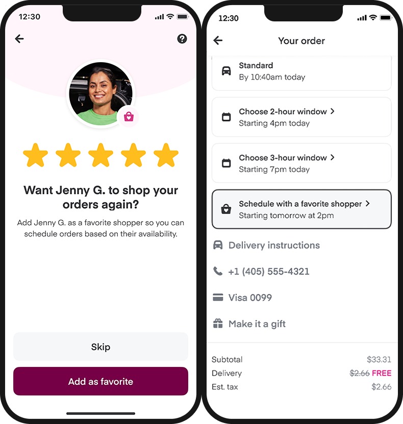 Instacart's new feature lets you 'favorite' shoppers to have future