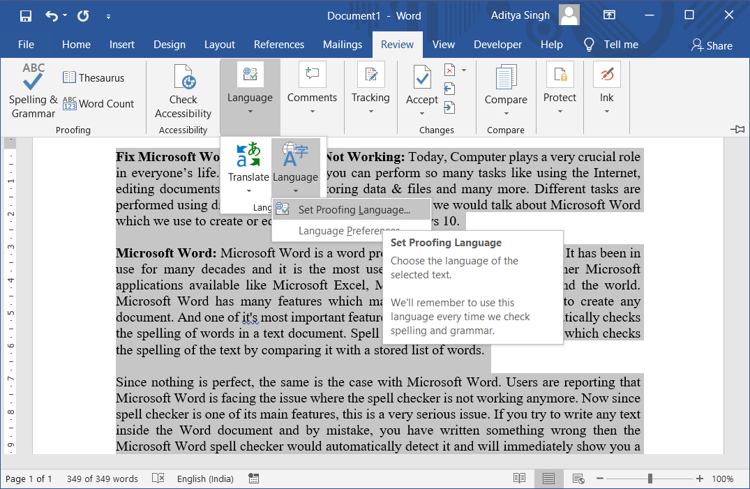 Fix Spell Check Not Working In Microsoft Word techcult